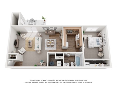 The Sands | 1 Bedroom 1 Bathroom Floor Plan at Lakecrest Apartments, PRG Real Estate Management, Greenville, SC, 29615